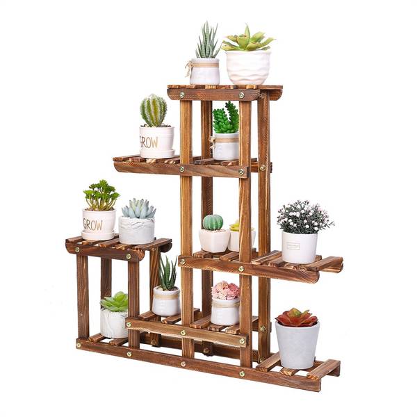Plantenrek XJJ366 bruin - plaatmateriaal op houtbasis - 12 x 62 x 60 cm
