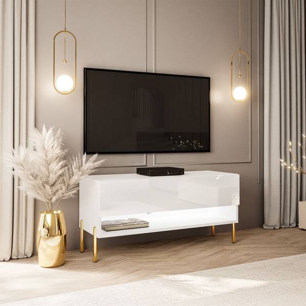 TV Schrank CALANTE Weiß - Holzwerkstoff - 90 x 44 x 35 cm