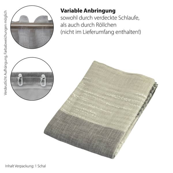 Vorhang grau anthrazit streifen Grau - Textil - 140 x 245 x 140 cm