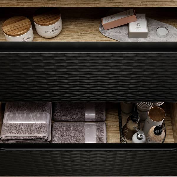 Badmöbel-Set OLUO-56-2 4er-Set Schwarz - Holzwerkstoff - 170 x 200 x 46 cm