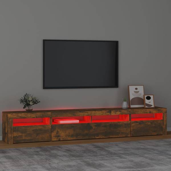 TV-Schrank mit LED-Leuchten D391 Raucheiche Dekor