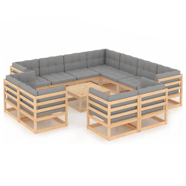 Garten-Lounge-Set 3009711-2 (12-teilig) Braun - Polyester - Kiefer - 70 x 30 x 70 cm
