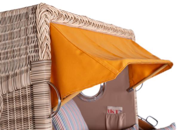 Strandkorb Düne Grande 2,5 Sitzer Gelb - Polyester - Teakholz - 142 x 170 x 95 cm