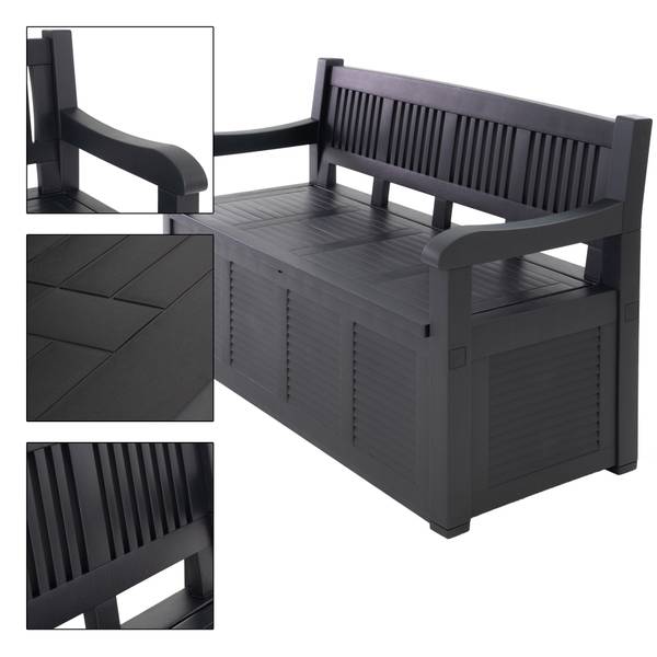Gartenbox mit Sitz Schwarz - Kunststoff - 60 x 85 x 130 cm