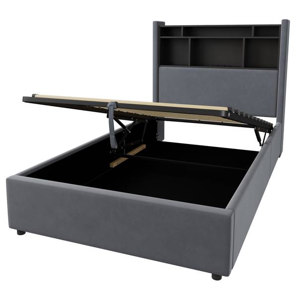 Bettgestell ZY-053 Grau - Samt - 90 x 112 x 219 cm