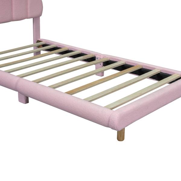 Kinderbett, niedliches Kopfteil-O1112 Pink - Massivholz - 102 x 65 x 215 cm
