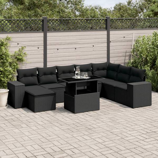 Garten-Lounge-Set 3036938-1 9-teilig Schwarz