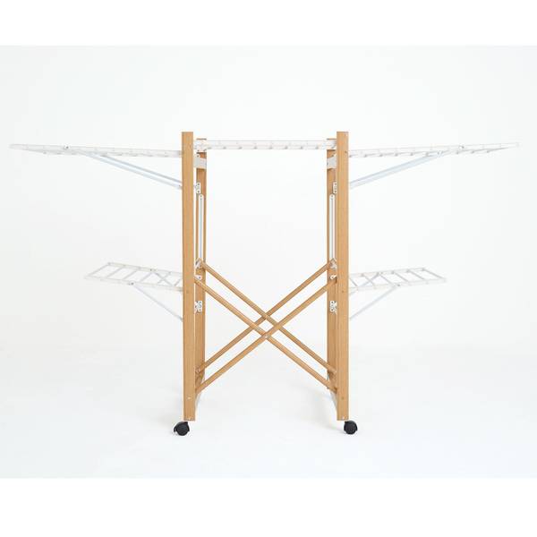 Wäscheständer mit Rollen USHUAIA weiß 28 Braun - Aluminium - 60 x 105 x 178 cm