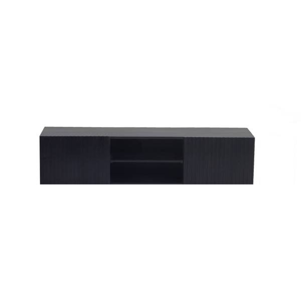 Schwebendes TV-Möbel Roman Schwarz - Massivholz - 150 x 35 x 40 cm