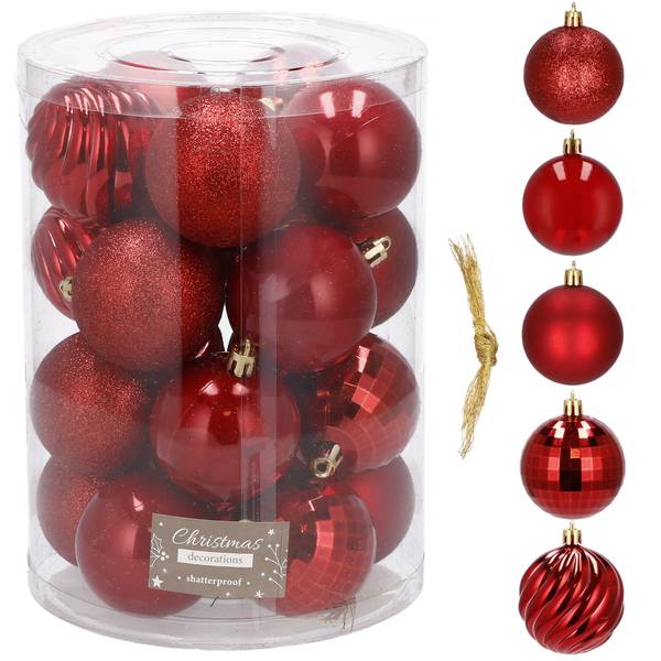 Weihnachtskugel 20 Stück Rot - Kunststoff - 6 x 6 x 6 cm