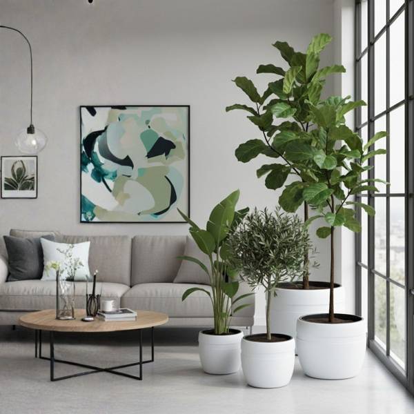 Blumentopf Luna 3er-Set Weiß - Kunststoff - 46 x 38 x 46 cm