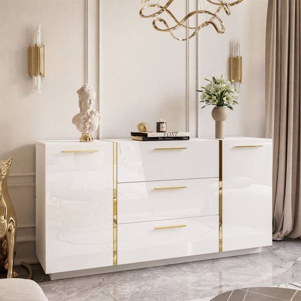 ONYX woonkamermeubelset sokkel hoogglans wit - wit