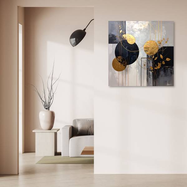Wandbild Abstrakte Motive Gold - Polyester - 40 x 40 x 3 cm