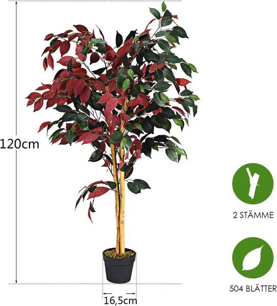 Kunstpflanze 120cm Kunstbaum Grün - Kunststoff - 17 x 120 x 17 cm