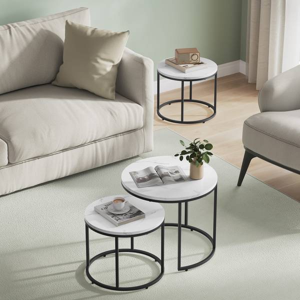 Couchtisch LINA 2er-Set Marmor Weiß Dekor