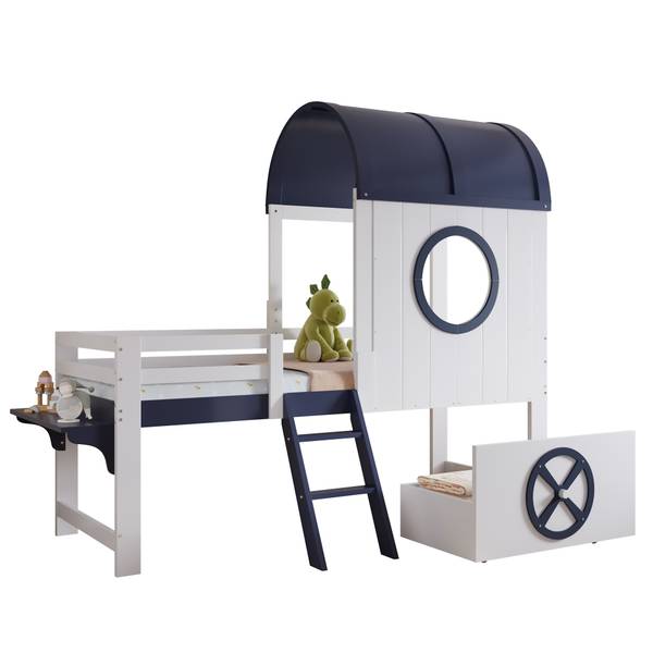 Hochbetten K-628 Weiß - Holzwerkstoff - 132 x 200 x 204 cm