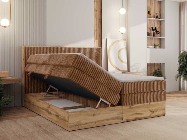 Boxspringbett WOOD CLASSIC KING Messing - Orange - Breite: 184 cm - H3