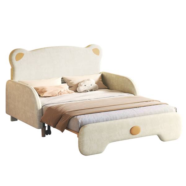 Tagesbett VELVZoo Ⅱ Beige - Holzwerkstoff - Massivholz - 149 x 107 x 204 cm