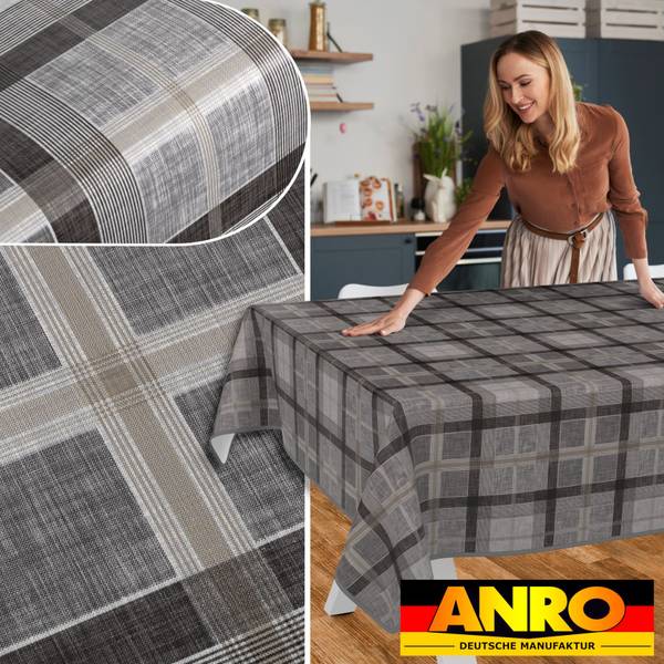 Tischdecke Rustikal Karo mit SAUM Tiefe: 140 cm