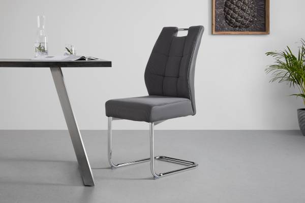 Schwingstuhl LEA Grau - Metall - Textil - 44 x 97 x 59 cm