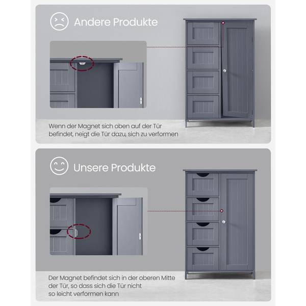 Badezimmerschrank Port-au-Prince Grau - Holzwerkstoff - 55 x 82 x 30 cm