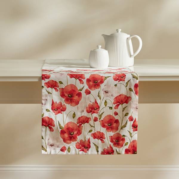 Tischläufer Popini Weiß - Baumwollstoff - 35 x 1 x 180 cm