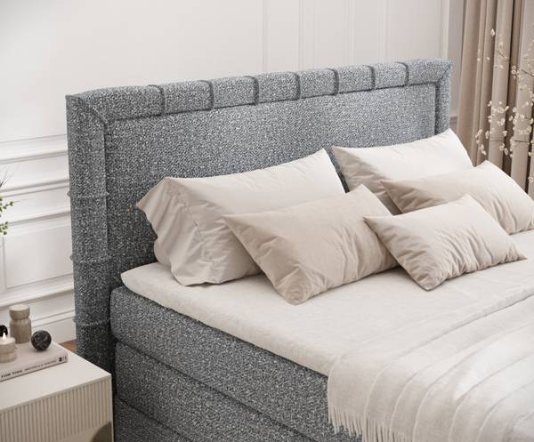 Boxspringbed Estelle grijs - Ligoppervlak breedte: 200 cm