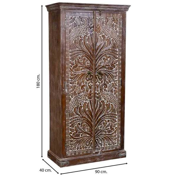 Schrank Aki Braun - Massivholz - 90 x 180 x 40 cm