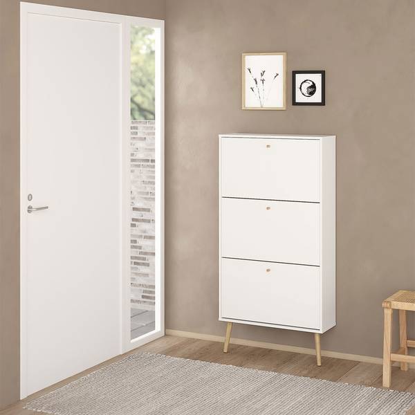 Bodo schoenenkast wit - deels massief hout - 71 x 140 x 24 cm