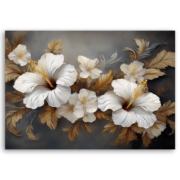 Tableau déco hibiscus fleur nature 90 x 60 cm