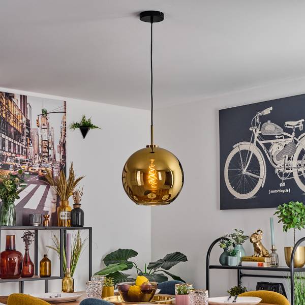 Pendelleuchte Cesaro Gold - Metall - 34 x 129 x 50 cm