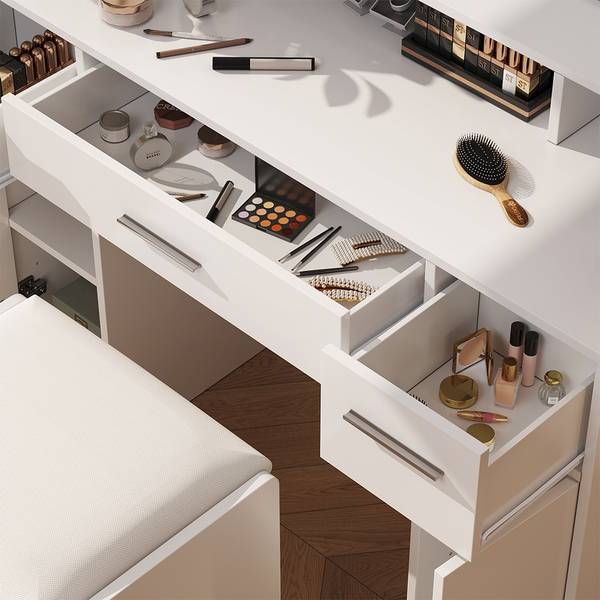 Coiffeuse Lumira 54731 Blanc - Bois manufacturé - 110 x 151 x 40 cm