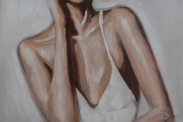 Tableau peint à la main Pétales de Rose Rose foncé - Coton - 60 x 90 x 4 cm