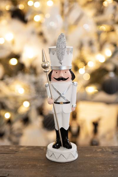 Figur Nussknacker Weihnachten-Everett Weiß - Kunststoff - 5 x 18 x 5 cm