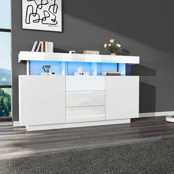 Sideboard Rezer Weiß - Holzwerkstoff - 140 x 80 x 35 cm
