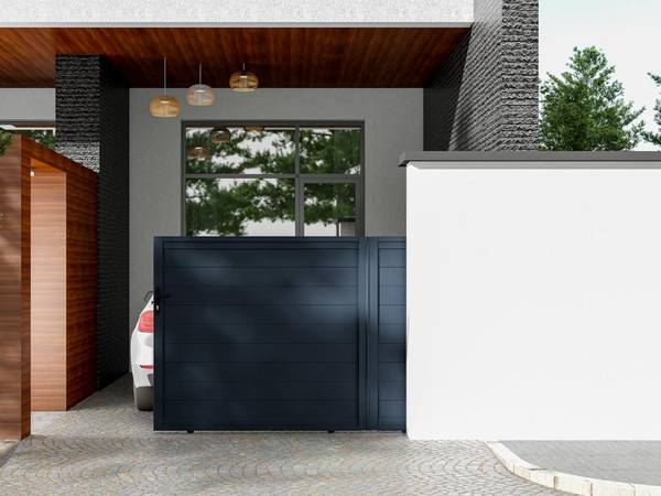 Schiebetor NAZARIO Grau - Metall - 4 x 163 x 348 cm