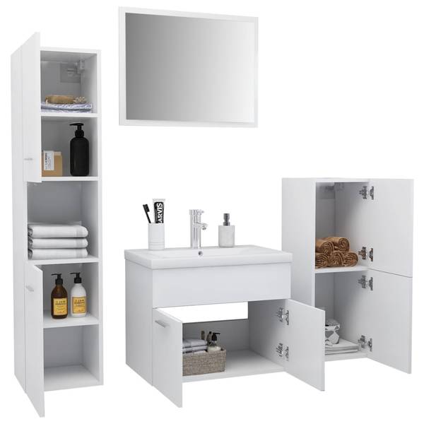 Meubles de bain 3007823 Blanc - Bois manufacturé - Matière plastique - 60 x 46 x 38 cm