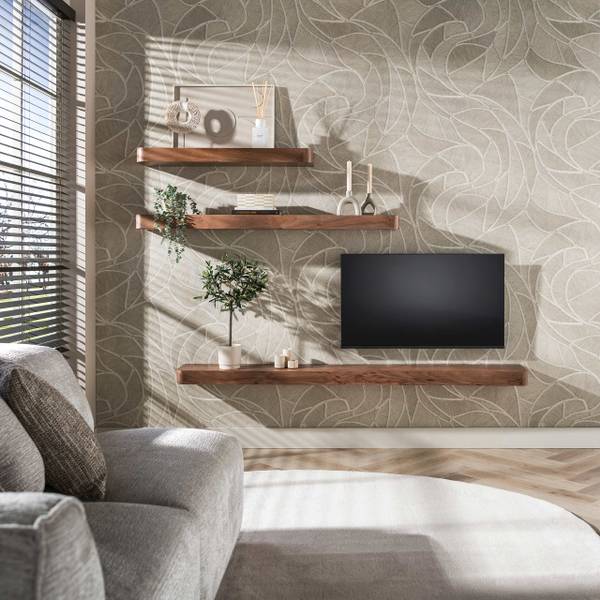Wandregal CARVE Braun - Holz teilmassiv - 100 x 8 x 25 cm