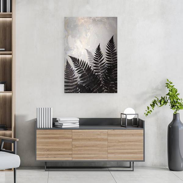 Canvas shilderij Planten zwart - polyester - 70 x 100 x 3 cm