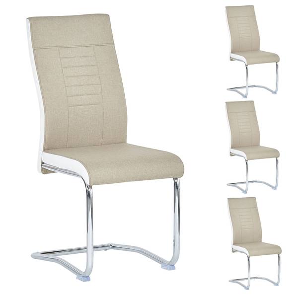 Esszimmerstuhl ALBA (4er-Set) Beige - Webstoff - 43 x 98 x 57 cm