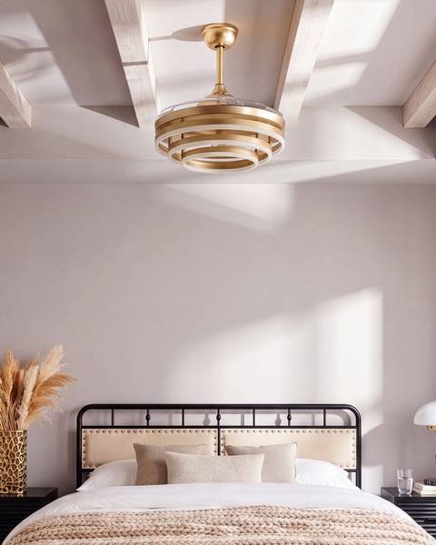 Deckenventilator AUCILLA 2-tlg Gold - Weiß - Metall - 107 x 41 x 107 cm