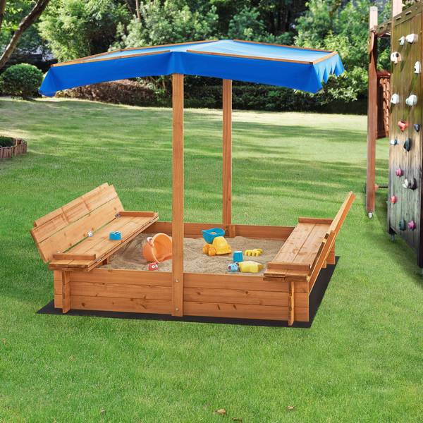 Sandkasten Kellenhusen Braun - Holz teilmassiv - 120 x 120 x 120 cm