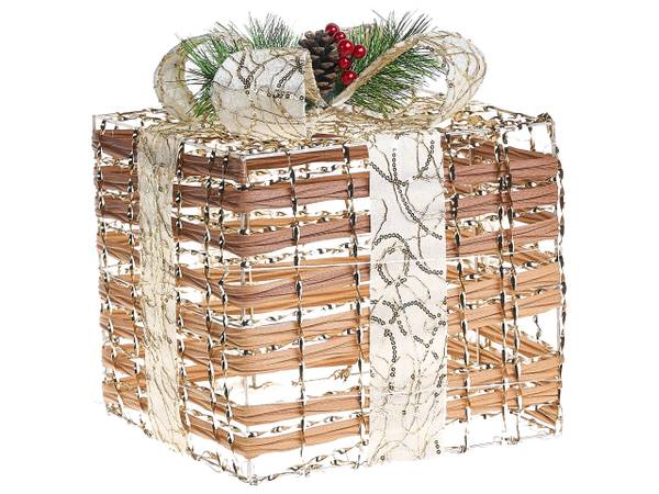 LED Deko TISSO 3-tlg Braun - Weiß - Kunststoff - 15 x 20 x 15 cm