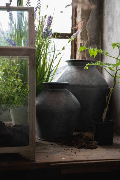 Vase Jaiden Grau - Metall - 26 x 24 x 26 cm