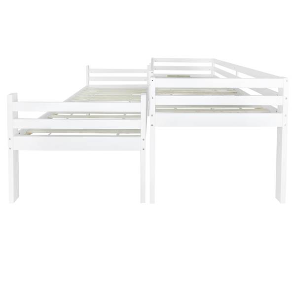 Etagenbett LucyWoody Ⅰ Weiß - Holzwerkstoff - Massivholz - 95 x 158 x 205 cm
