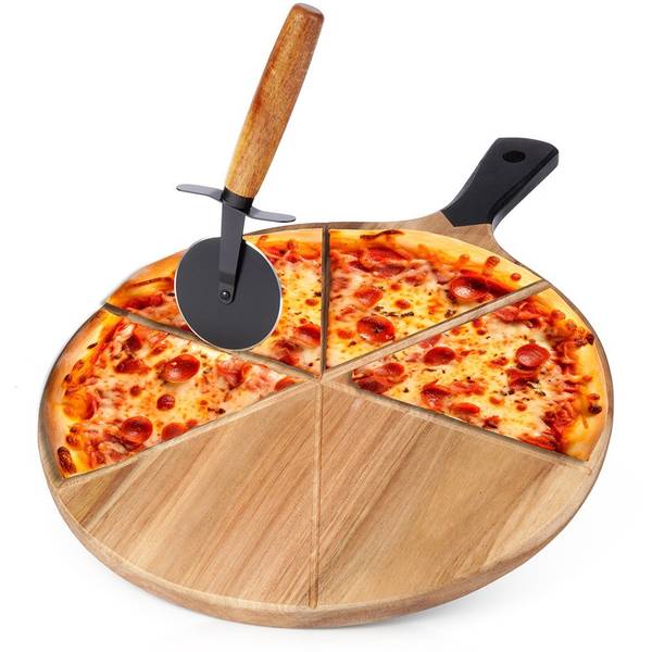 Pizzabrett 2-tlg. Set 279909 Braun - Massivholz - 30 x 2 x 43 cm