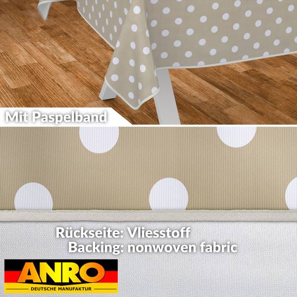 Wachstuchtischdecke Punkte mit SAUM Beige - Kunststoff - 140 x 1 x 100 cm
