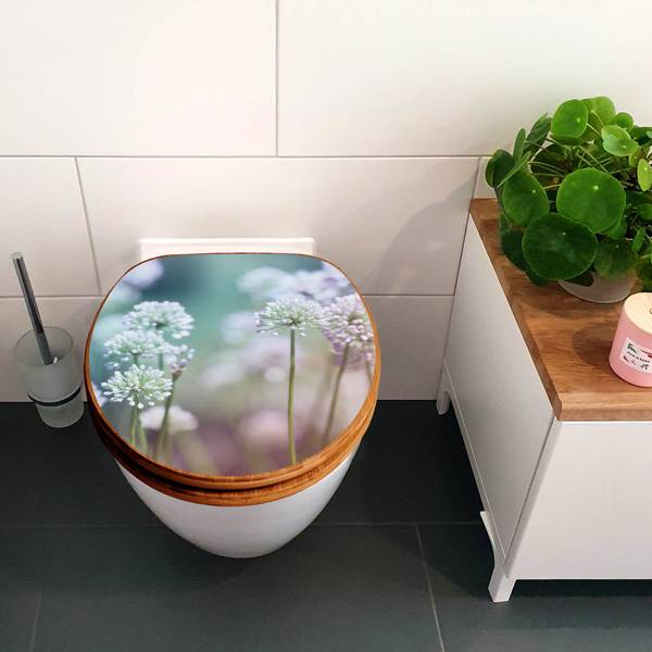 WC-Sitz mit Absenkautomatik Lauchblüte Bambus - Holzwerkstoff - 38 x 5 x 49 cm