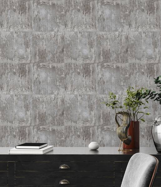 Tapete 4419 selbstklebend Metallic Look Grau - Silber - Fleece - 53 x 840 x 1 cm
