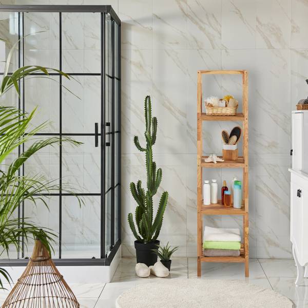 Badkamerrek walnotenhout 5 etages bruin - plaatmateriaal op houtbasis - 36 x 145 x 36 cm